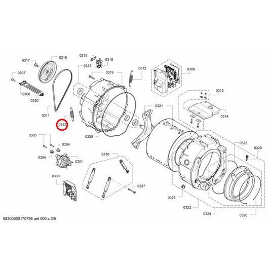 00605140 Bosch Washing Machine Drum Tank Spring