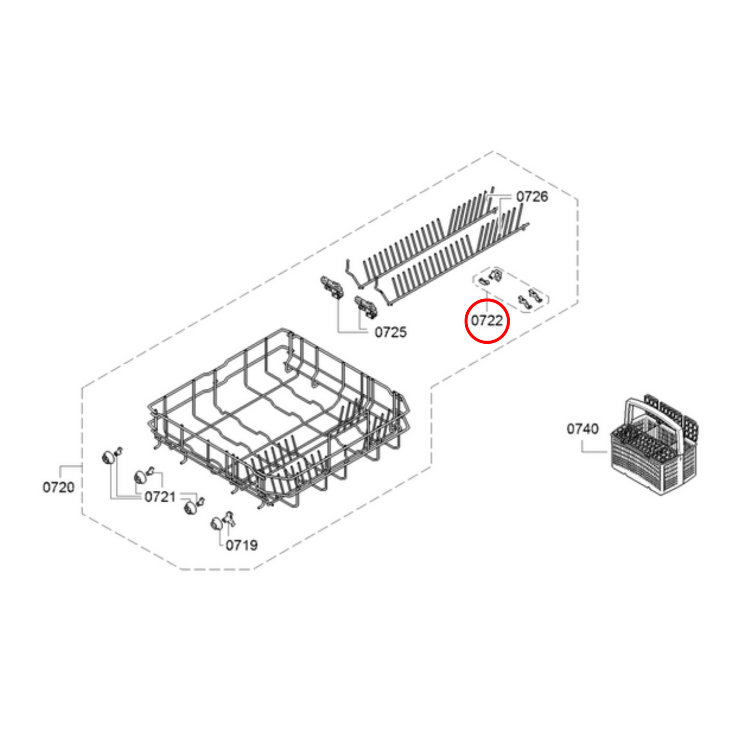 00632372 Bosch Dishwasher Bottom Rack Crock Insert Clips