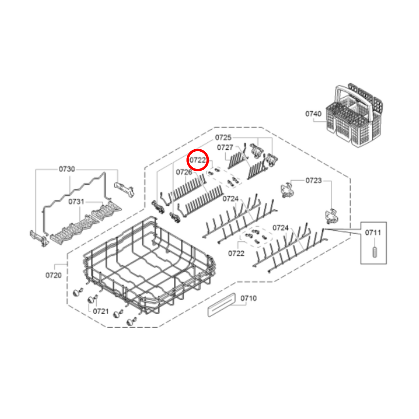 00632374 Bosch, Siemens Dishwasher Lower Rack Crock Insert Clips