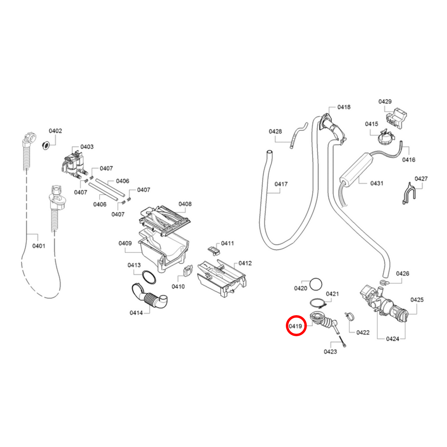 00659871 Bosch Washing Machine Hose Sump