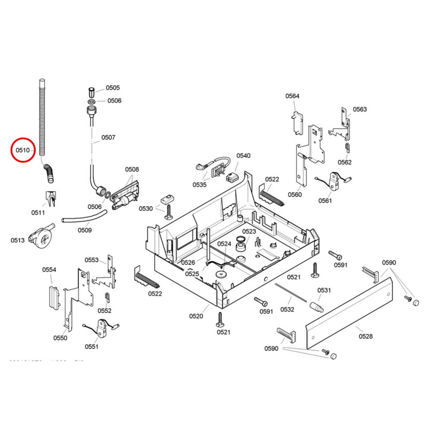 00666148 Bosch Dishwasher Drain Hose 2M