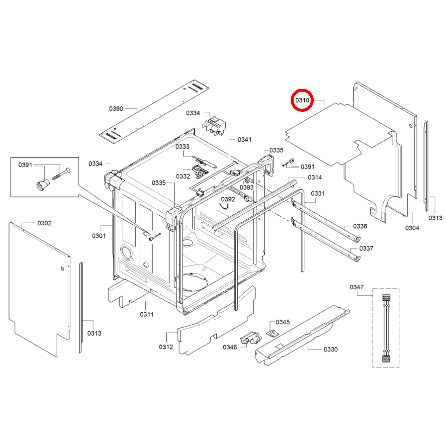 00680915 Bosch, Neff Dishwasher Insulating Plate - 00680316
