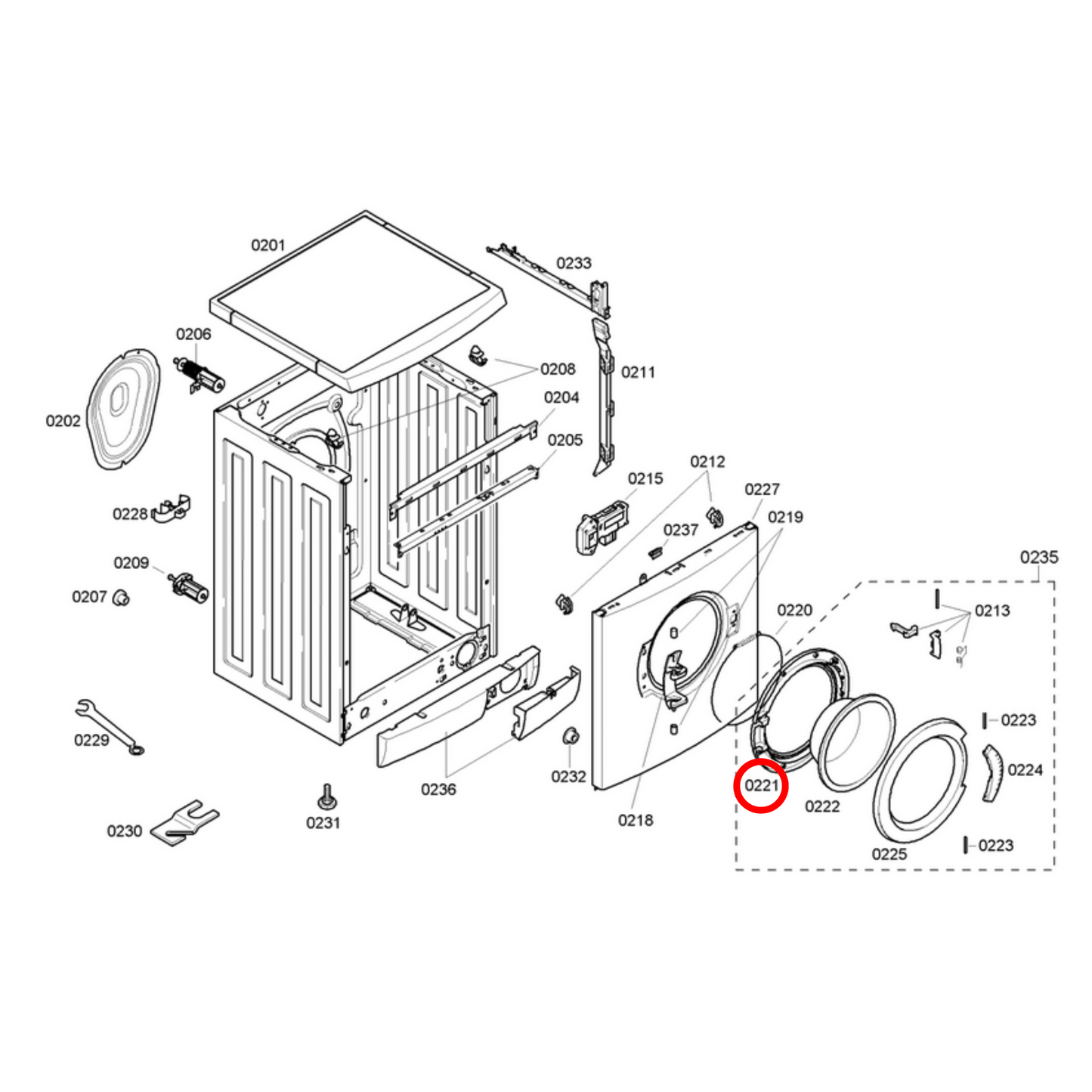 00715042 Bosch Washing Machine Door Inner Back Ring