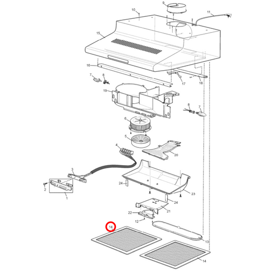 4055921433 Chef, Simpson, Westinghouse Rangehood Filter 18 Layers - 0144002130