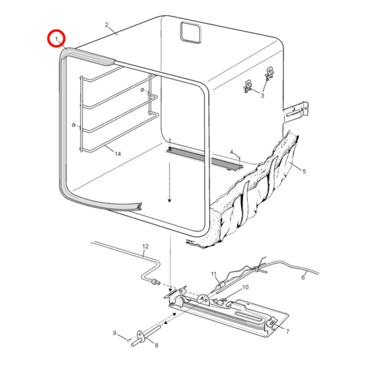 85801880022180 Chef, Simpson, Westinghouse Oven Door Seal 1560MM Continuous 0188002218
