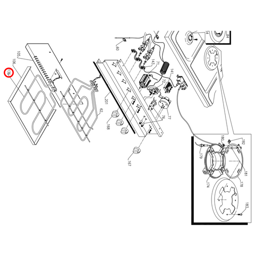 03010624 Lofra, Technika Oven Bottom Heating Element 1650W - 03010648, H03745
