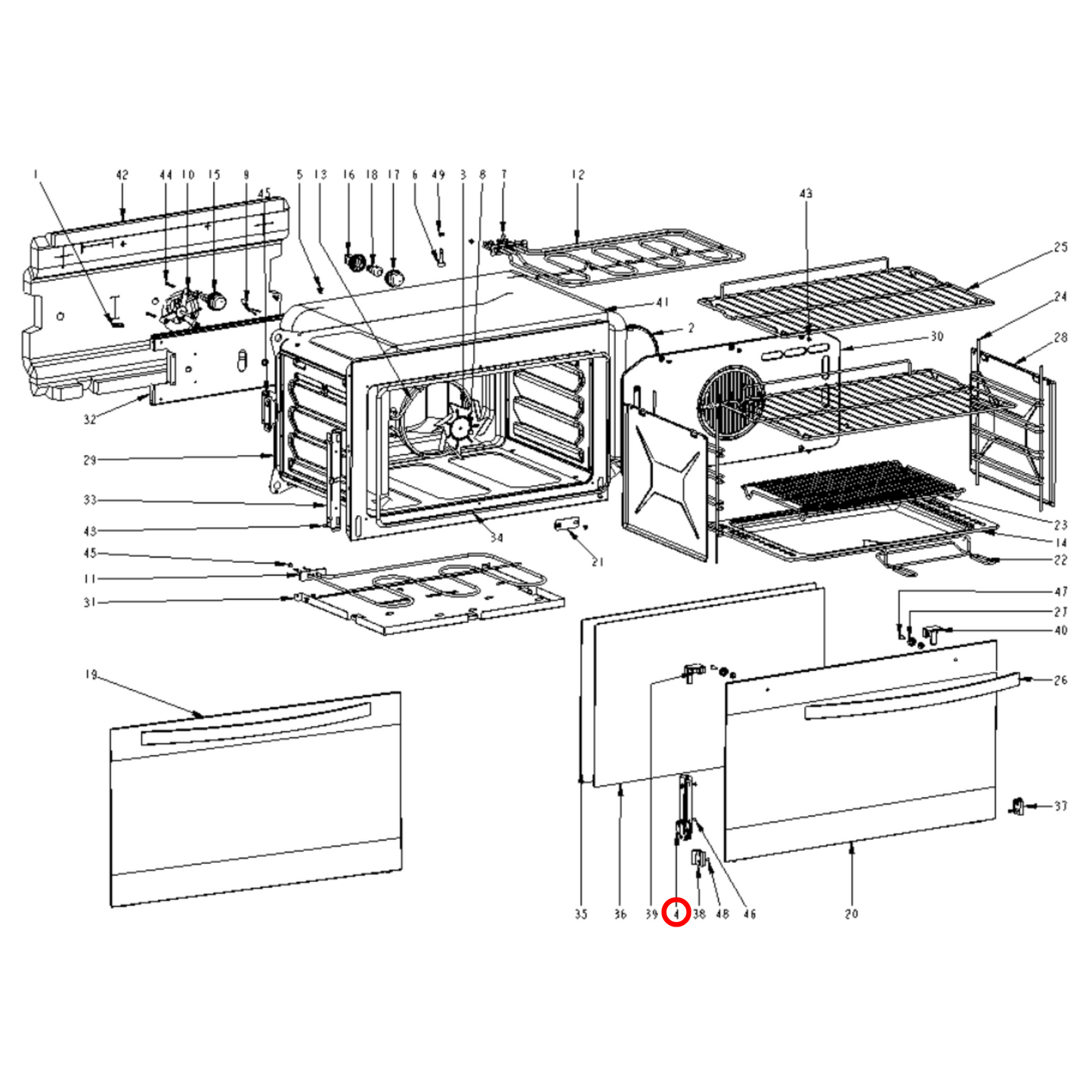 031199009941R Blanco, Omega Oven Door Hinge Pair