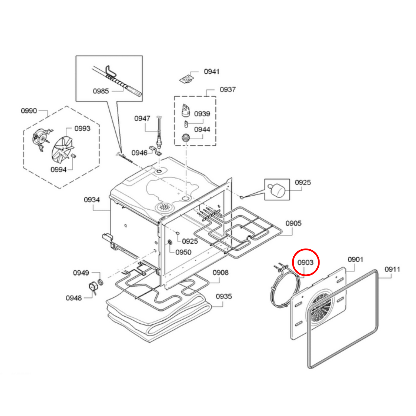 11022807 Bosch Oven Fan Forced Element 2200W 240V - 11003332