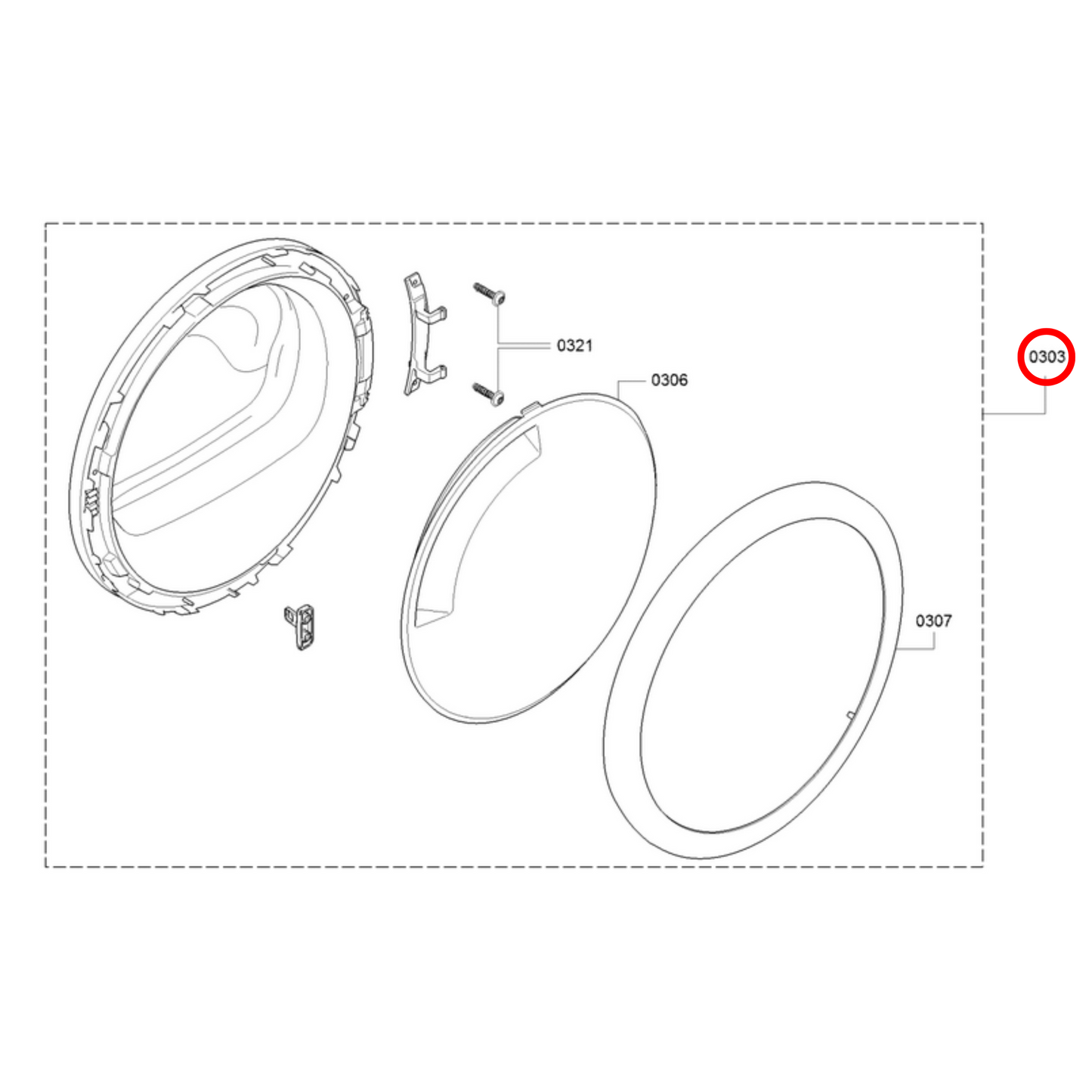 11031629 Bosch Dryer Complete Door Assembly - 11024861