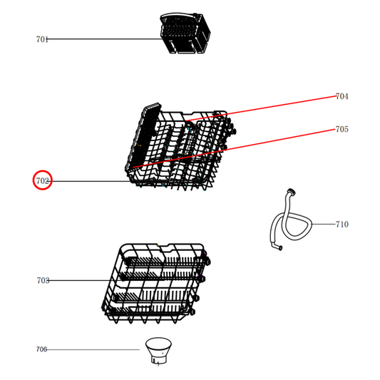 12976000A02521 Euromaid Dishwasher Upper Rack