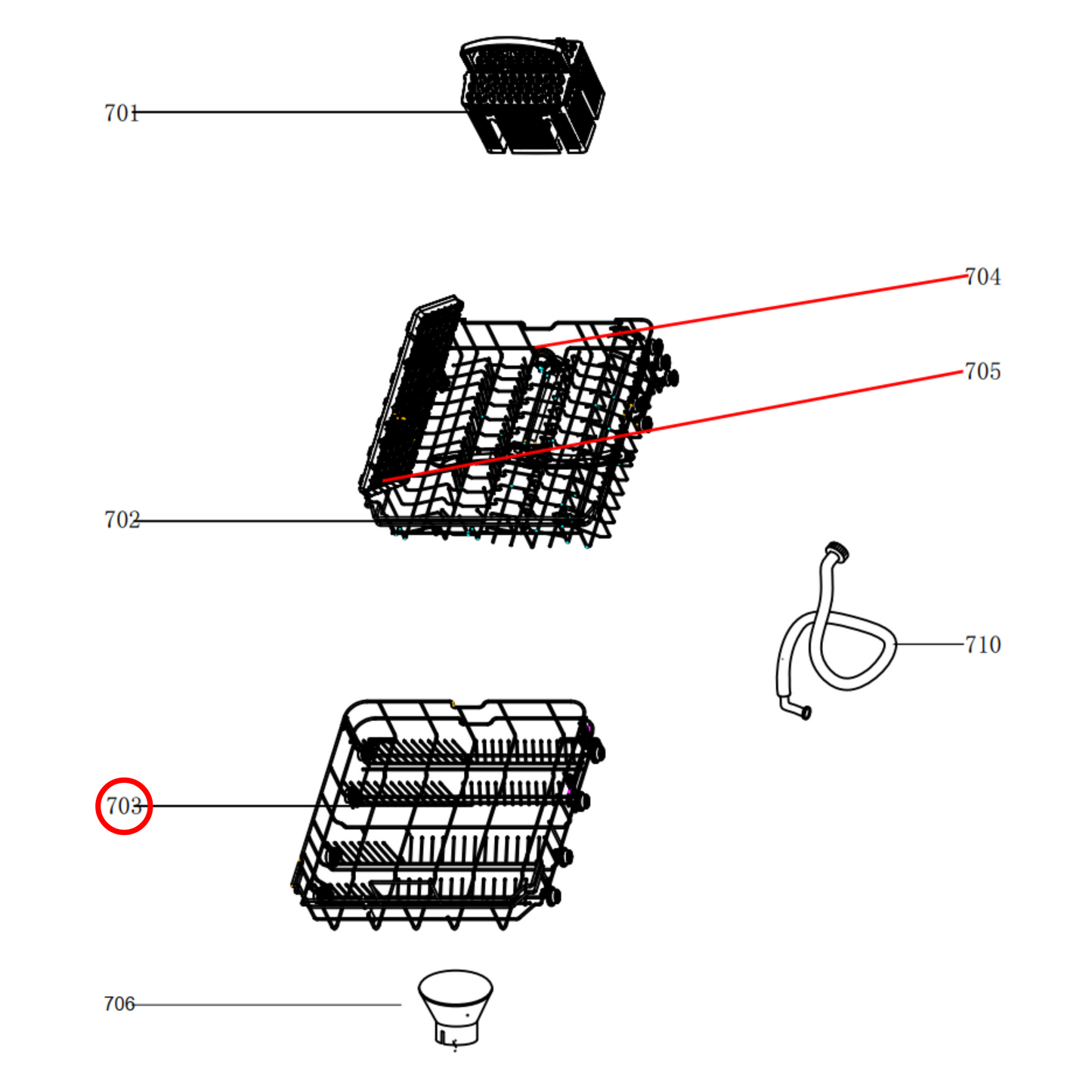 12976000A02522 Euromaid Dishwasher Lower Rack