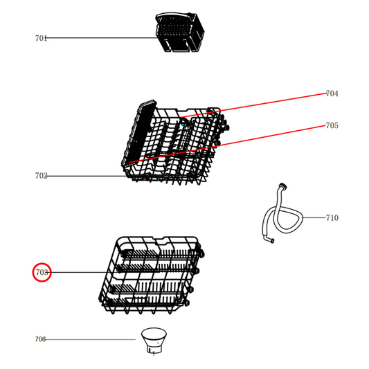 12976000A02522 Euromaid Dishwasher Lower Rack