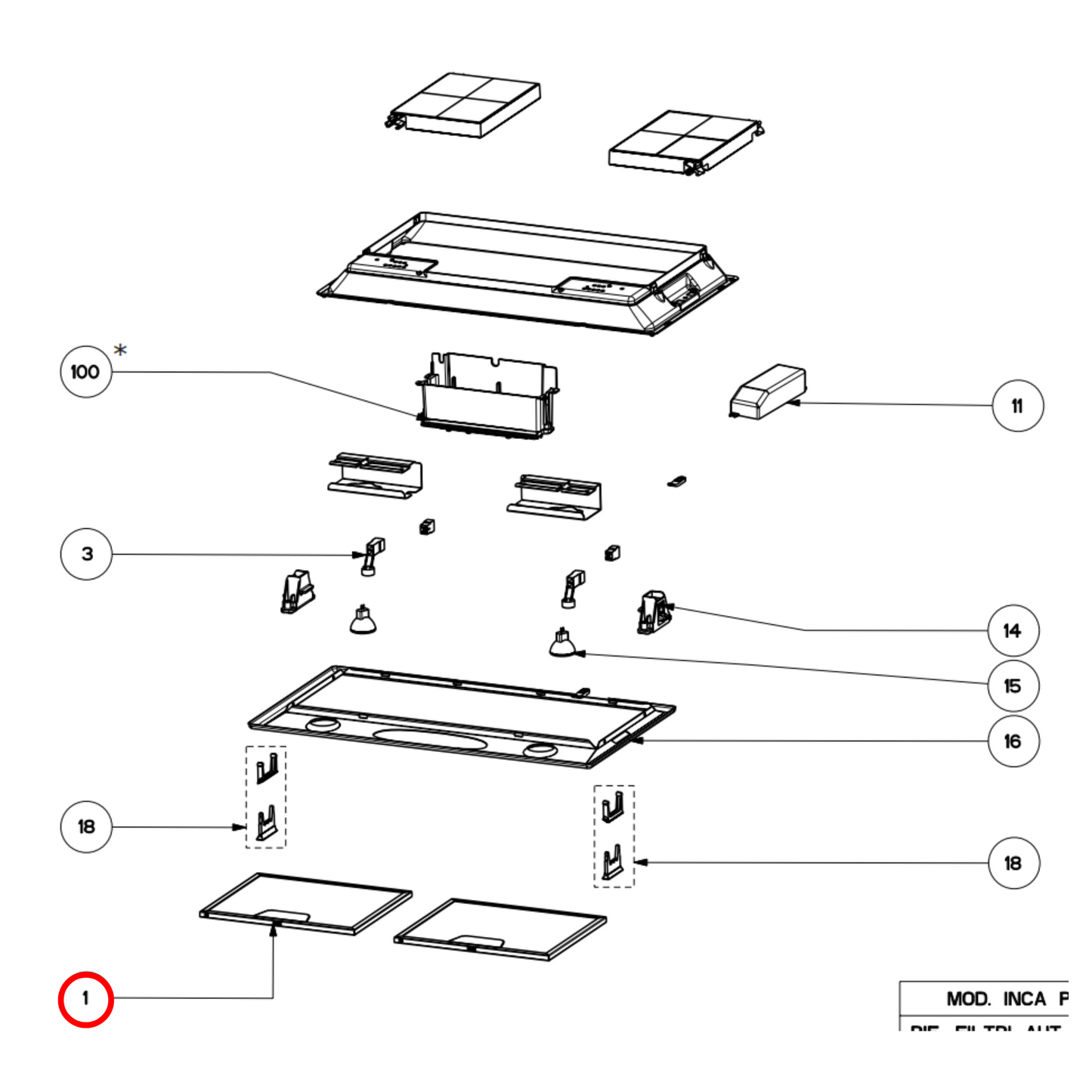 133.0017.055 Smeg Rangehood Almunium Filter Cassette - 1330017055