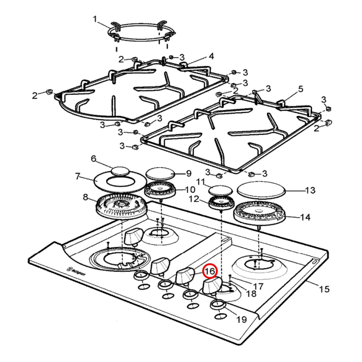 140013891100 Westinghouse Gas Cooktop Knob Silver - A01389110