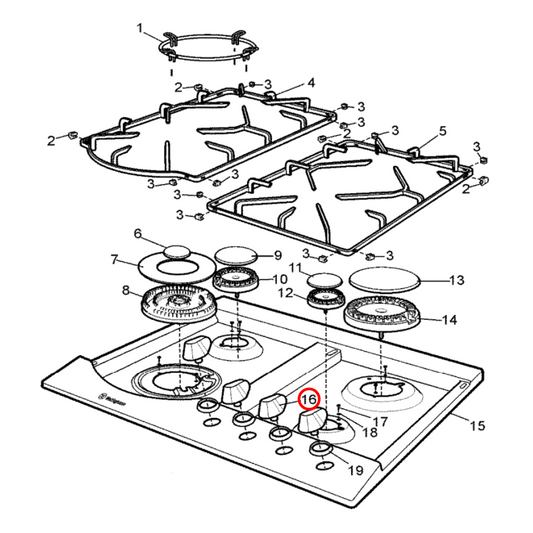 140013891100 Westinghouse Gas Cooktop Knob Silver - A01389110