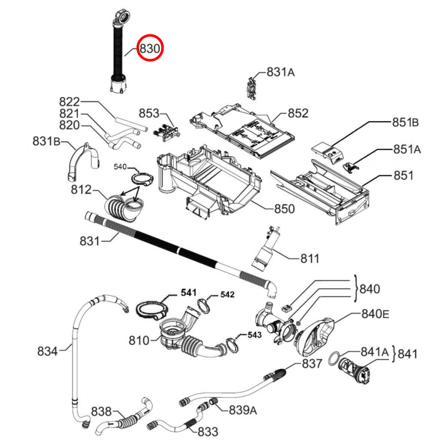 140020904052 AEG Front Load Washing Machine Aquastop Control Inlet Hose & Hook - 140020904268- 3792785028
