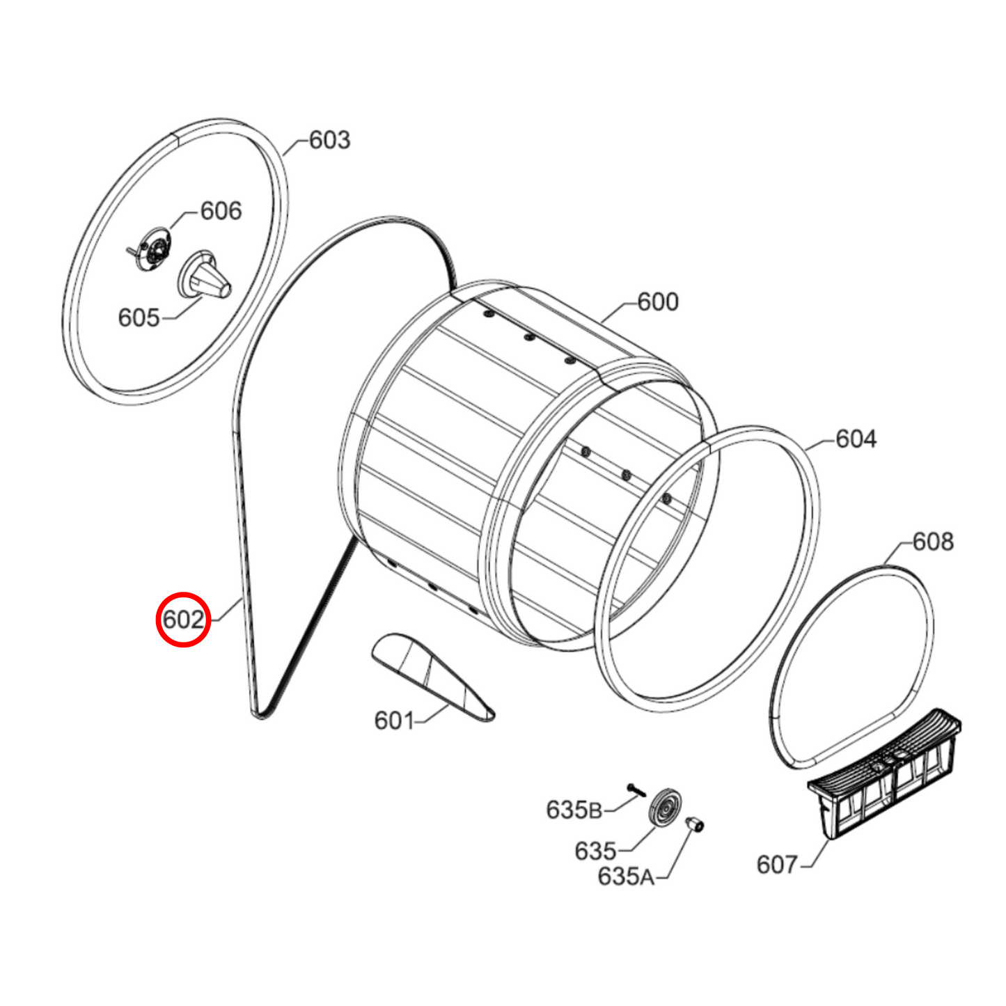 140056254018 AEG, Electrolux Dryer Drive Belt 7PH1971 - 1366033007
