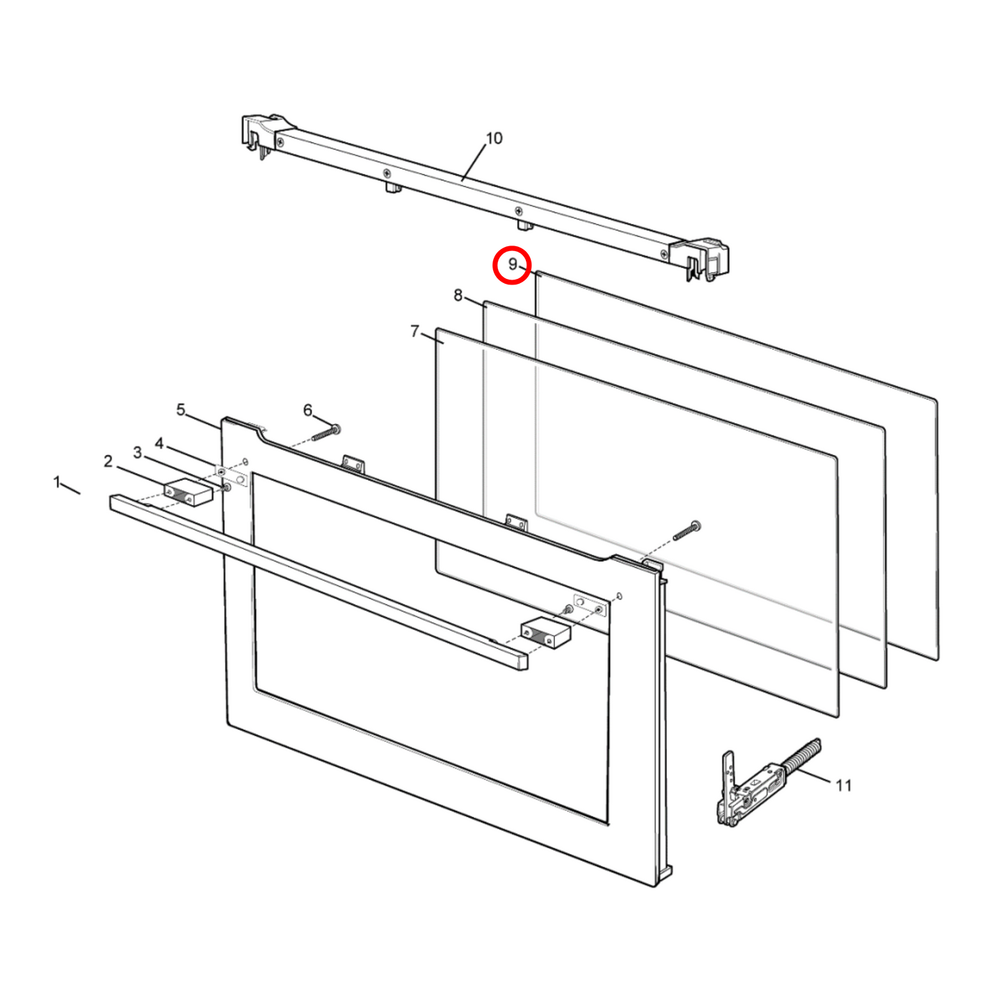 140061701011 AEG, Electrolux, Westinghouse Pyrolytic Oven Inner Door Glass - A06170101