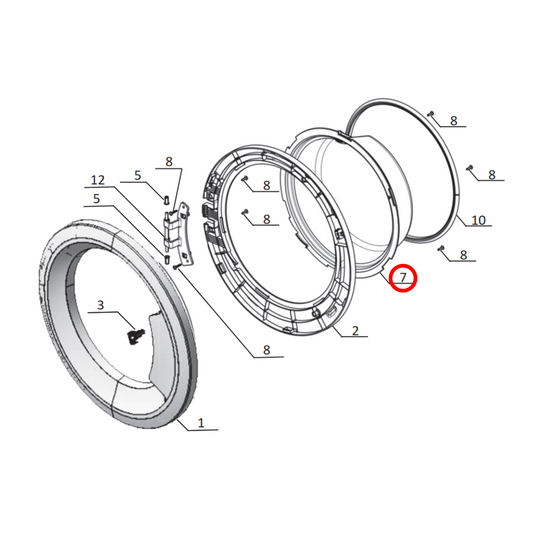 140125407019 Electrolux Dryer Door Windor Clear - A12540701