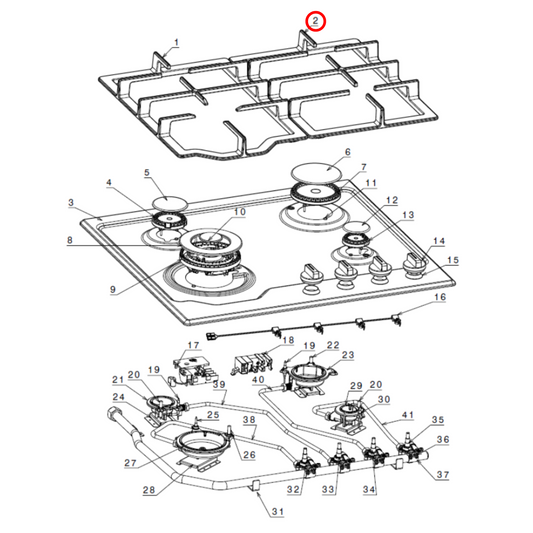 140182723019 Westinghouse Cooktop 60Cm Thin Cast Trivet Right - A18272301