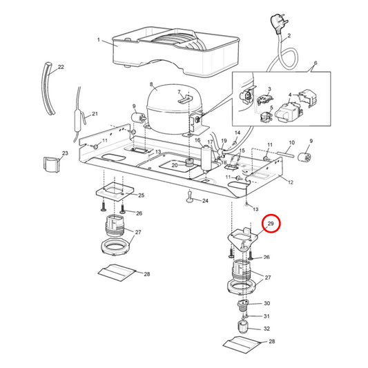 50284877003 Westinghouse Fridge Door Bottom Hinge Plate Right Hand - 1447210