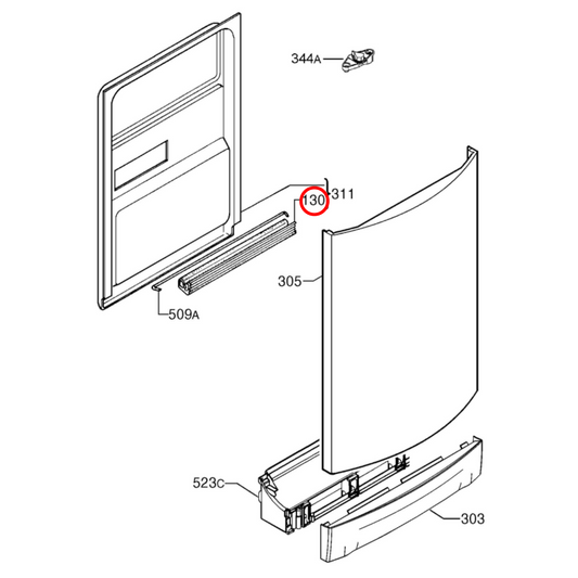 1527401002 AEG, Dishlex, Westinghouse Dishwasher Door Bottom Seal - 1527401-00/2