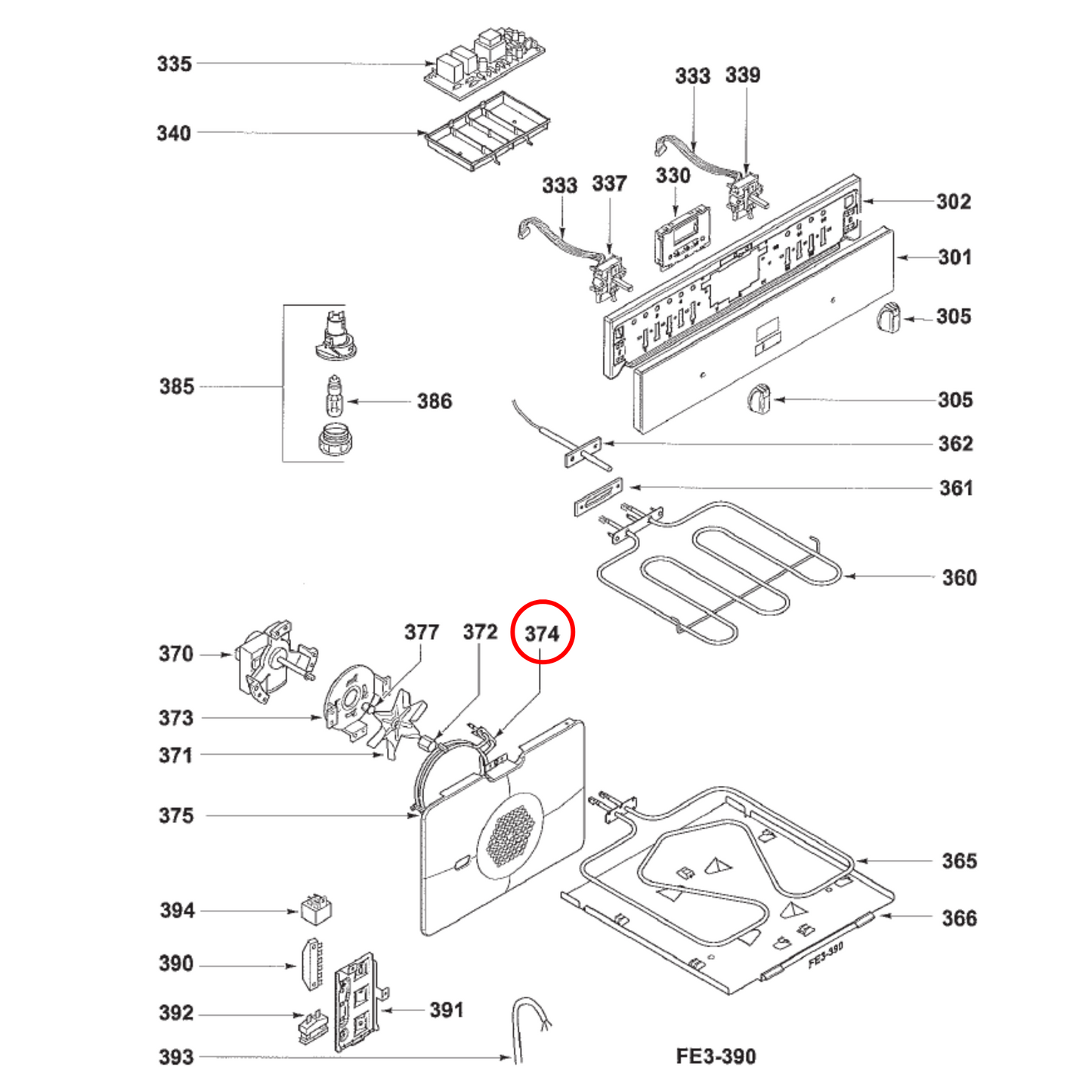 288977 Asko Oven Fan Forced Heating Element Long Neck 2000W - 77X2277