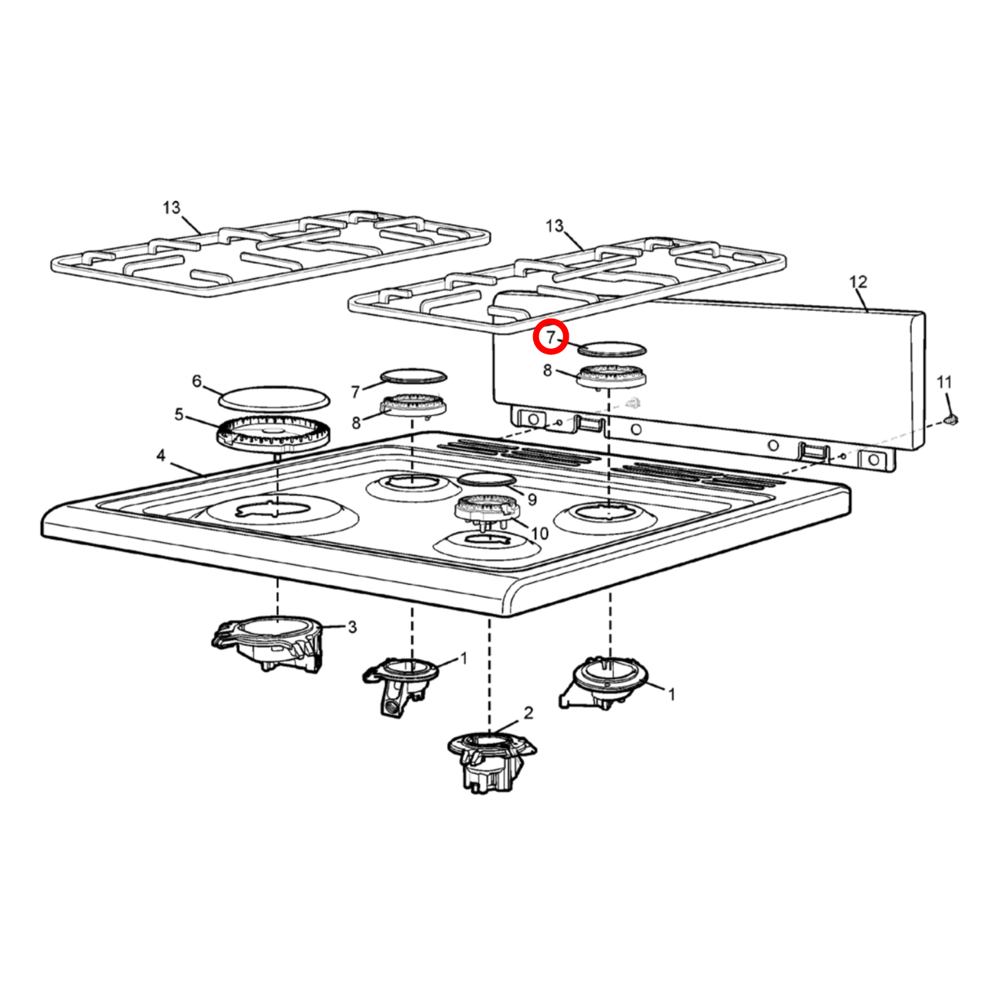 8583540170054 Chef Cooktop Burner Cap Semi Rapid 2MM Black - 354017005