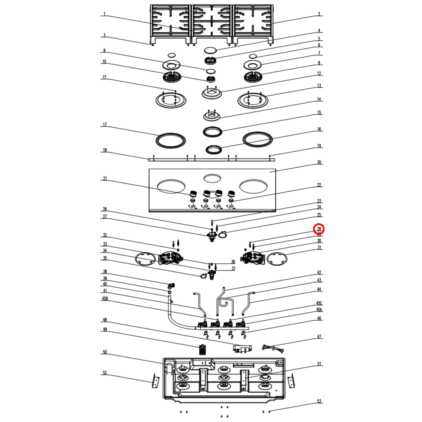 30402400012 Euromaid, Technika Cooktop Wok Ignition Spark 650MM