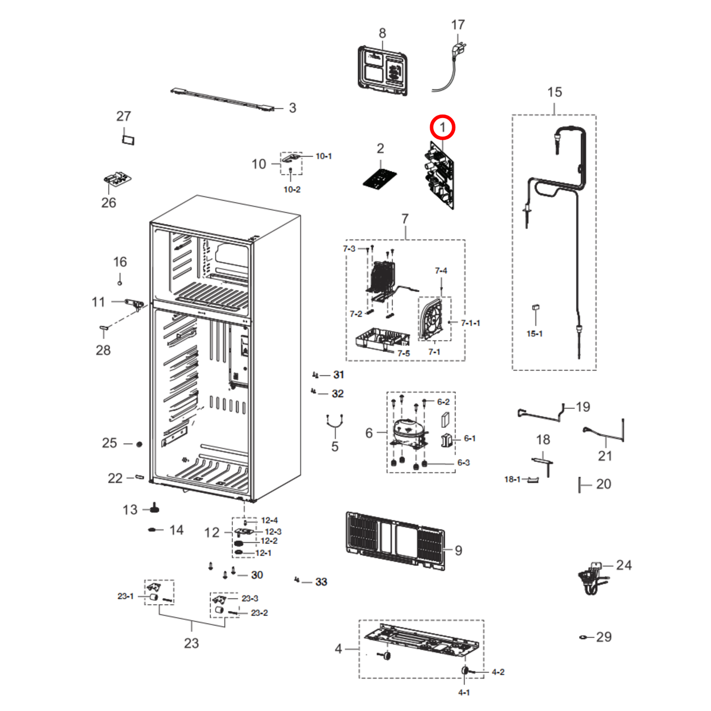 DA92-00853M Samsung Fridge Main PCB Control Unit