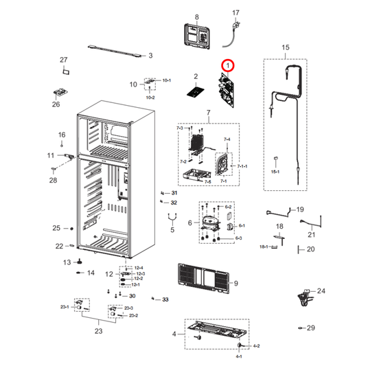 DA92-00853M Samsung Fridge Main PCB Control Unit