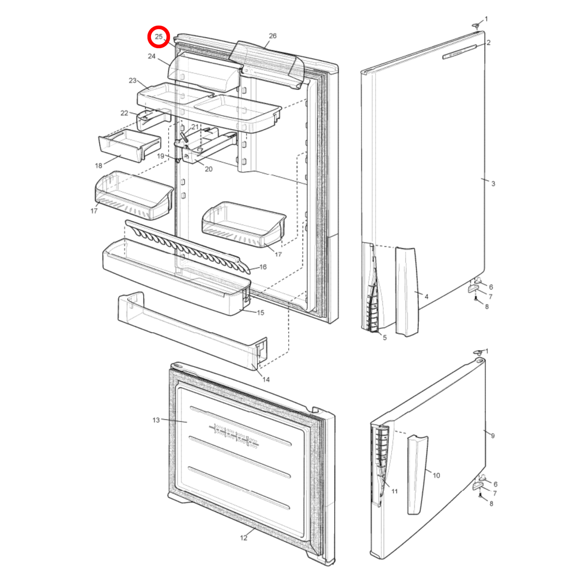 4055987194 Electrolux, Westinghouse Fridge Door Seal - 1443649K
