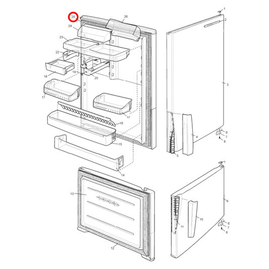 4055987194 Electrolux, Westinghouse Fridge Door Seal - 1443649K