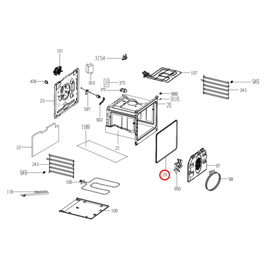 255410033 Beko, Euromaid Oven Door Seal