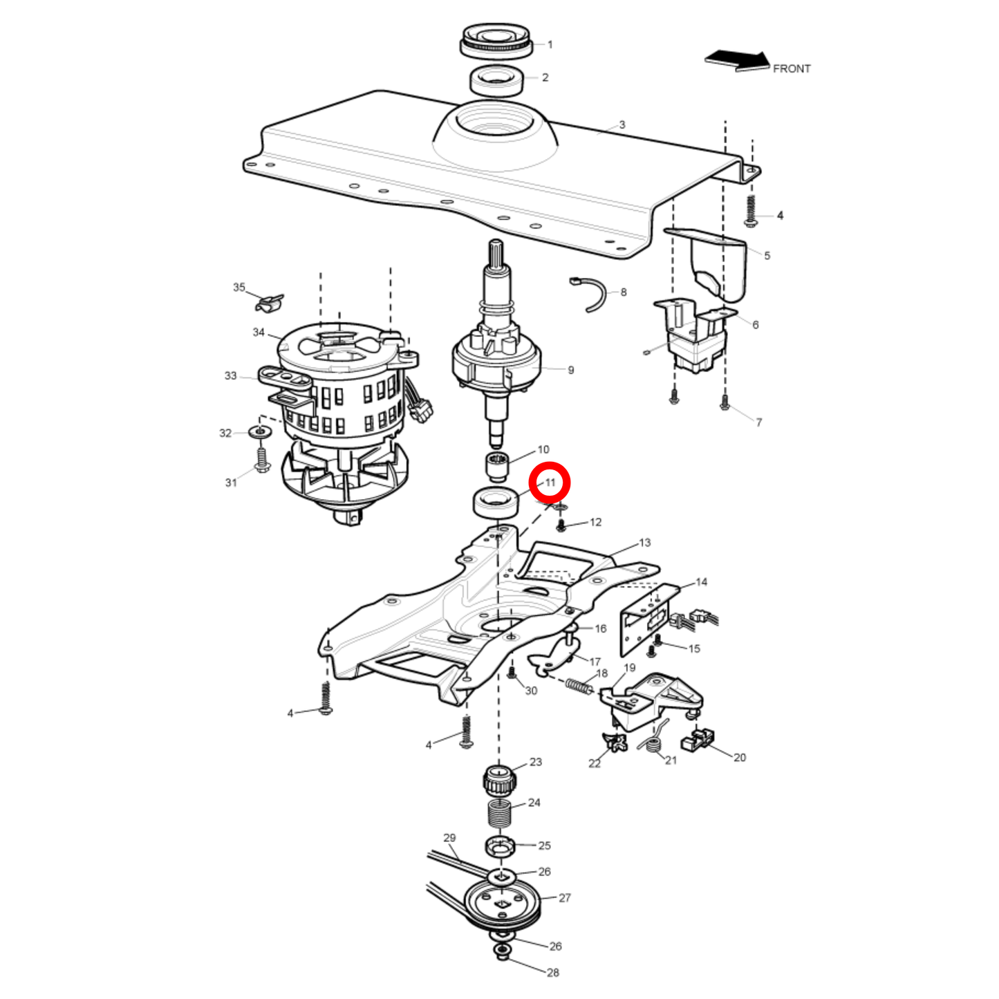 4055578738 Simpson, Westinghouse Washing Machine Bearing Lower Frame Assembly - 0542250064