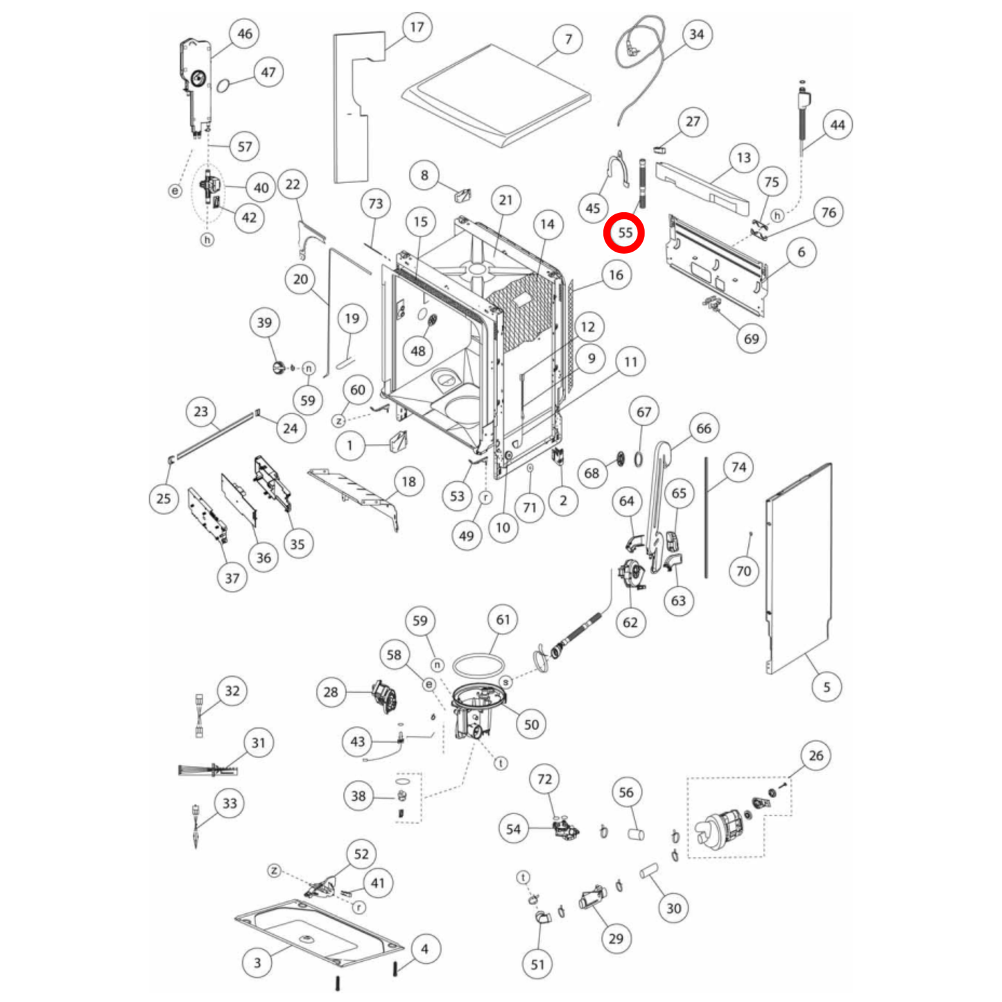 790969 Blanco, Fisher & Paykel Dishwasher Drain Hose - 1740160300