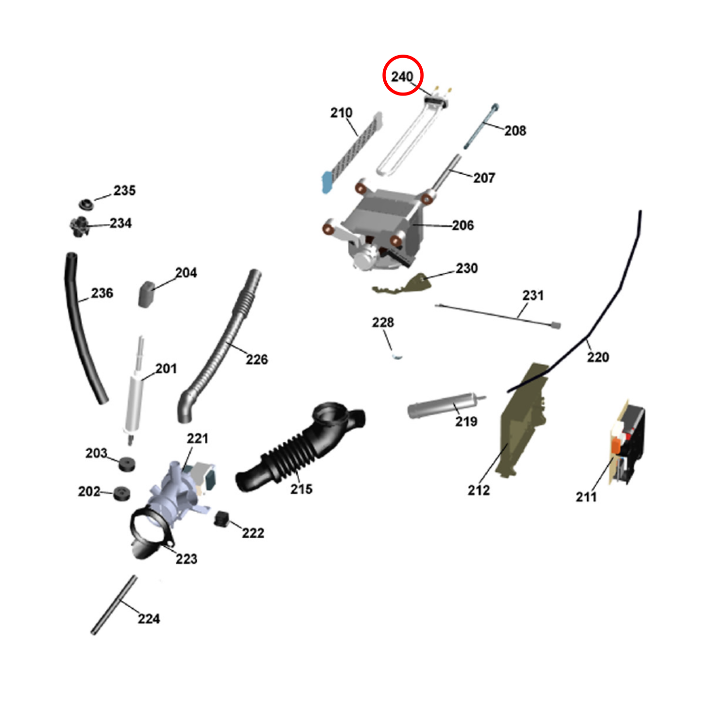 251260 Asko Washing Machine Water Heater Element