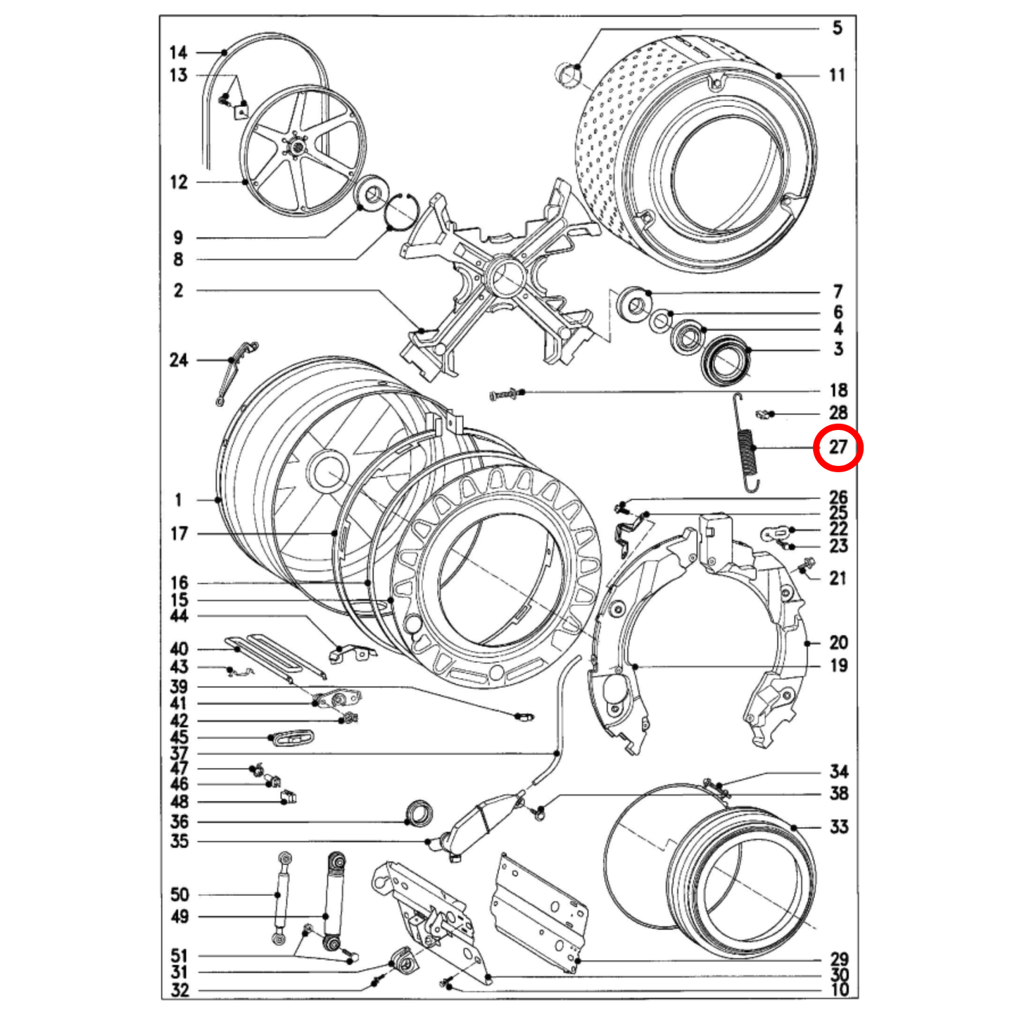 4176890 Miele Front Load Washing Machine Drum Suspension Spring - 2306611