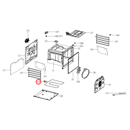 262900095 Beko, Euromaid Oven Lower Heating Element