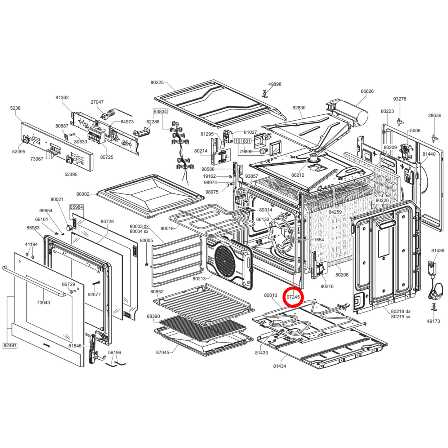754132057 Omega, Smeg Oven Door Seal - 754131666