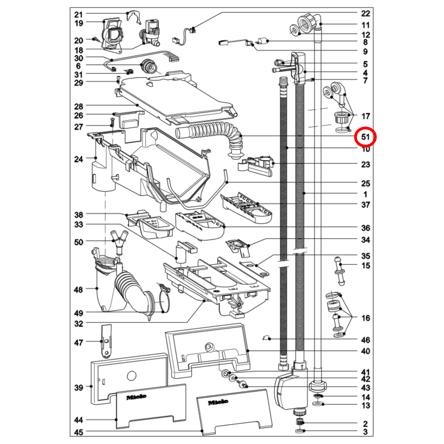 5706041 Miele Washing Machine Concertina Hose - 4904773