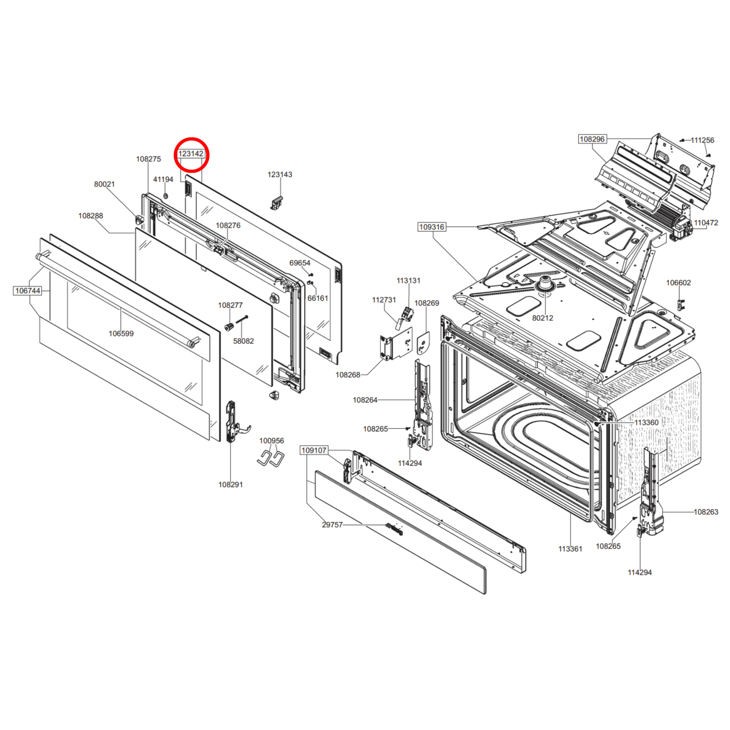 692534435 Smeg Oven Door Inner Glass