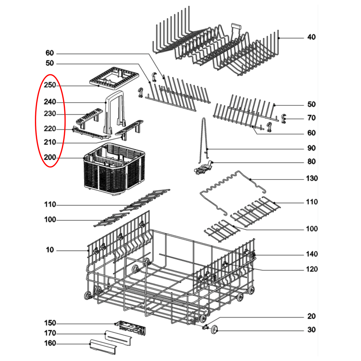 9614020 Miele Dishwasher Cutlery Basket