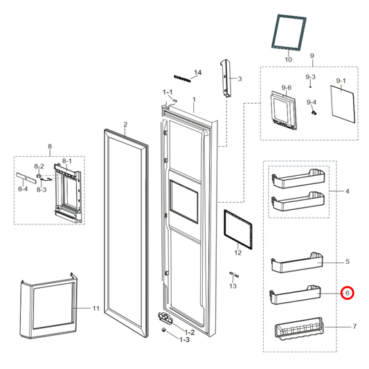 DA63-06284B Samsung Fridge Middle Door Shelf