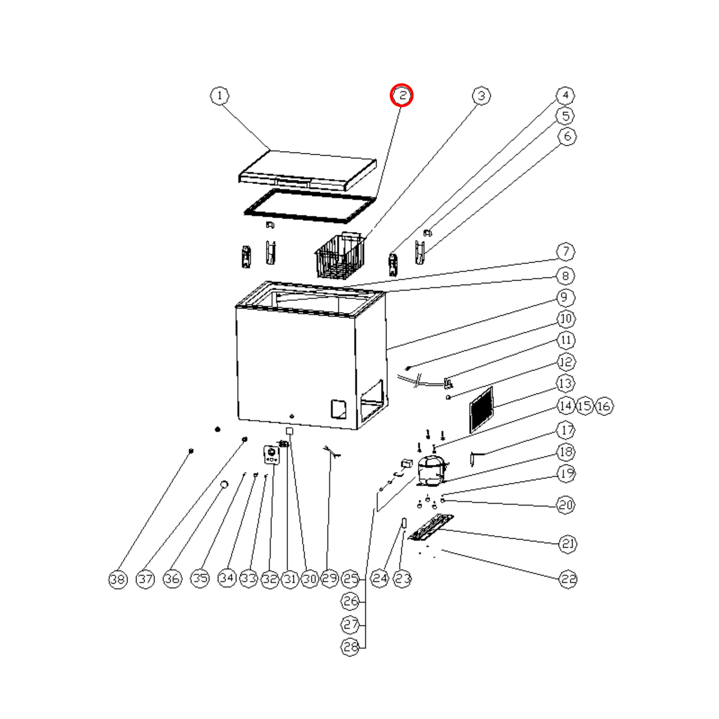 K1169393 Hisense Chest Freezer Lid Seal - K1801459