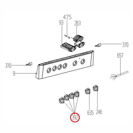 250315545 Euromaid Cooktop Commutator Knob