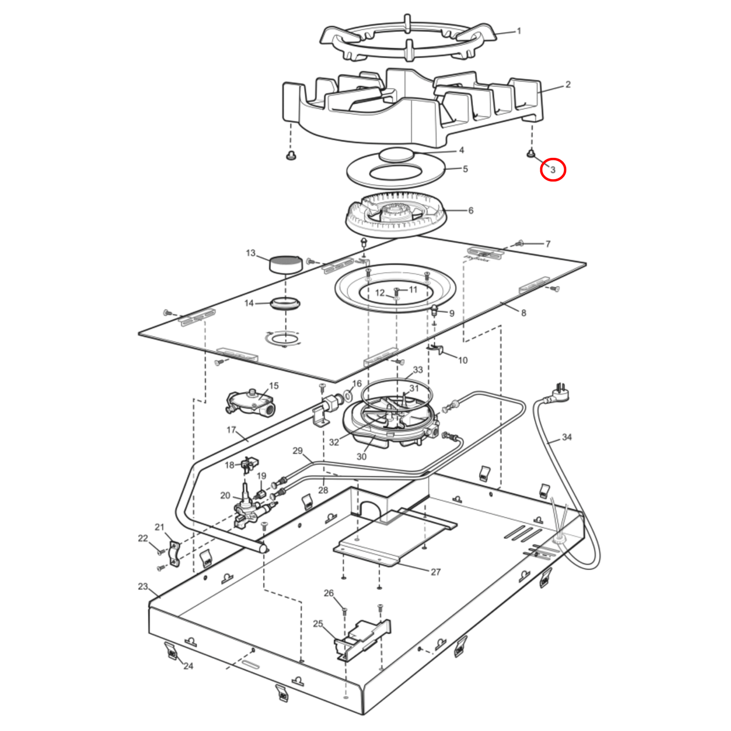 4055570909 Electrolux, Westinghouse Cooktop Trivet Foot - 0523001041