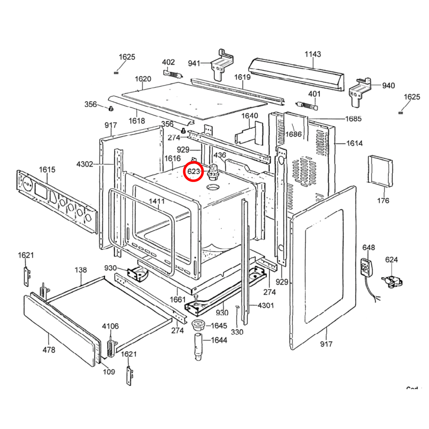 608062 Baumatic, Omega, La Germania Oven Light Assembly 27W - 608018