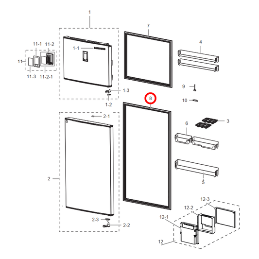 DA97-16687A Samsung Fridge Door Seal Black