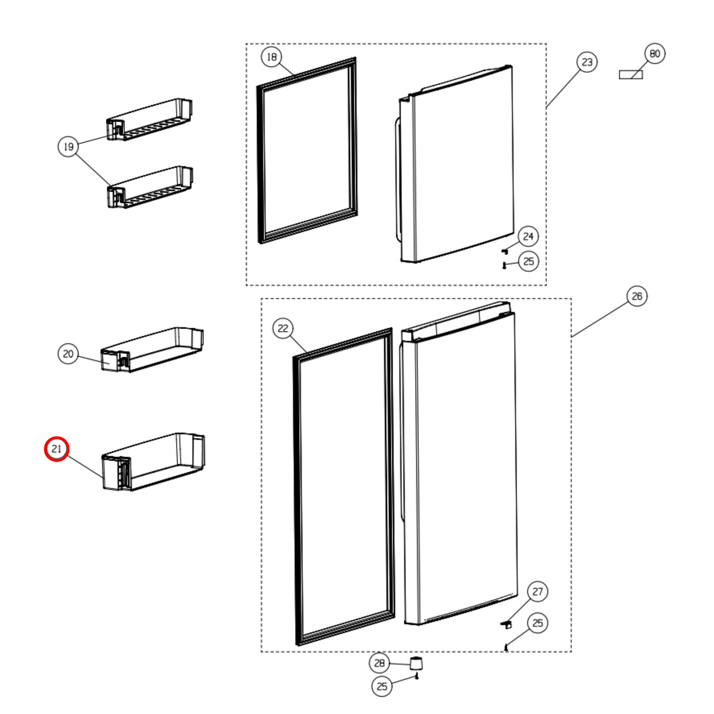 K4091006 Hisense Fridge Door Middle Shelf